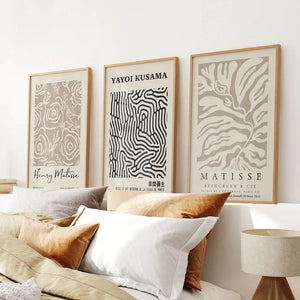 Set of 3 Pastel Beige Prints. Henri Matisse and Yayoi Kusama