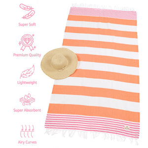 American Soft Linen Turkish Peshtemal Beach Towels, Cotton 4 Pack, 40" x 70" Size, Swim Towels for Beach and Pool Towels