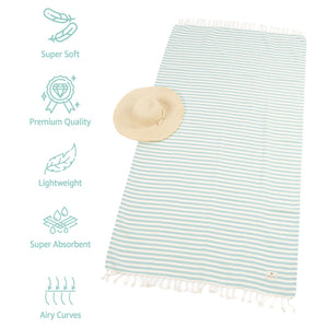 American Soft Linen Turkish Peshtemal Beach Towels, Cotton 4 Pack, 40" x 70" Size, Swim Towels for Beach and Pool Towels