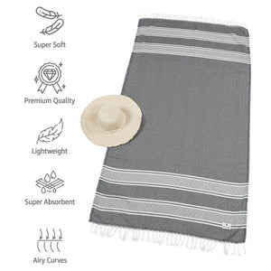 American Soft Linen Turkish Peshtemal Beach Towels, Cotton 4 Pack, 40" x 70" Size, Swim Towels for Beach and Pool Towels