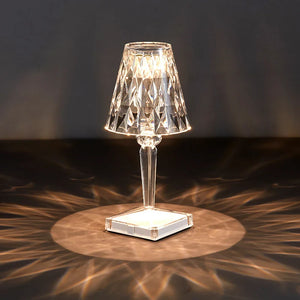 Rechargeable Diamond Table Lamp USB Crystal Bedside Light Acrylic Desk Decor