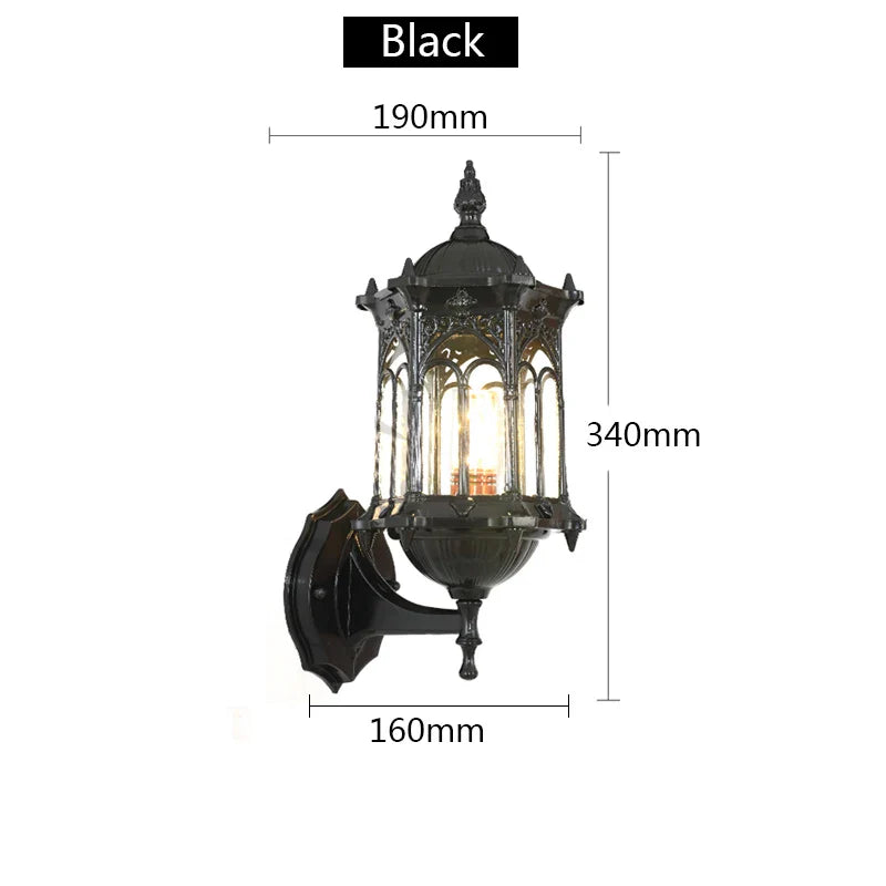 Retro Outdoor Waterproof E27 Wall Lamp Garden Courtyard Villa Balcony Sconce