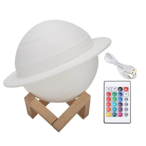 3D Saturn Moon Lamp 16 Color LED Night Light Remote Touch Bedroom Kids Gift