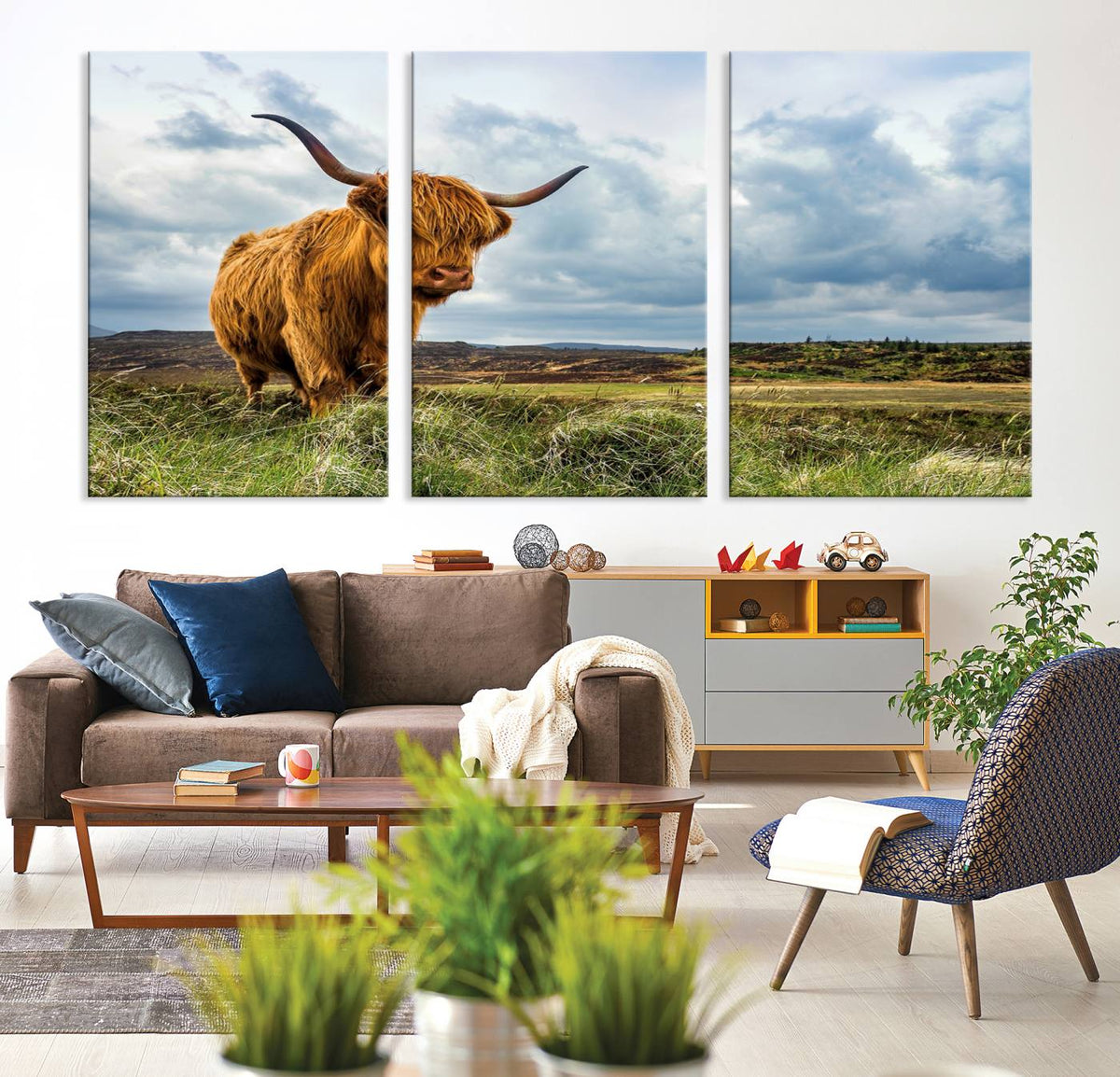 Highland Cattle Wall Art Cow Canvas Print Animal Art