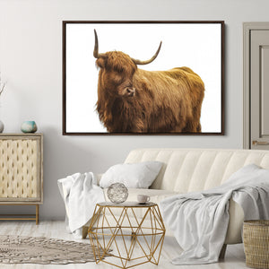 Highland Cow Wall Art Canvas Print – Framed Scottish Bull