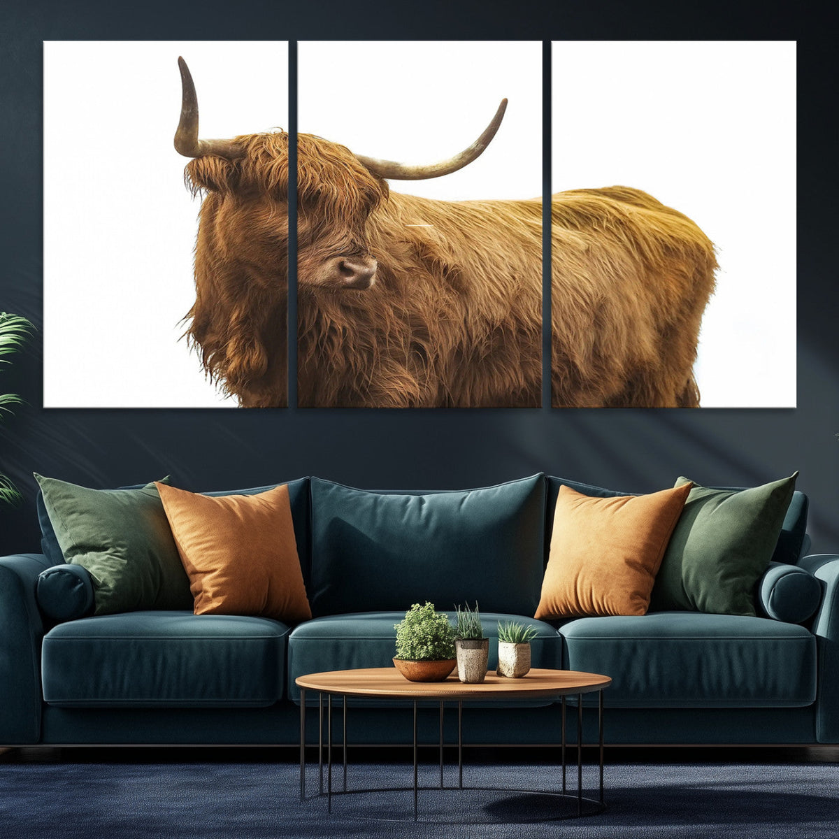 Highland Cow Wall Art Canvas Print – Framed Scottish Bull