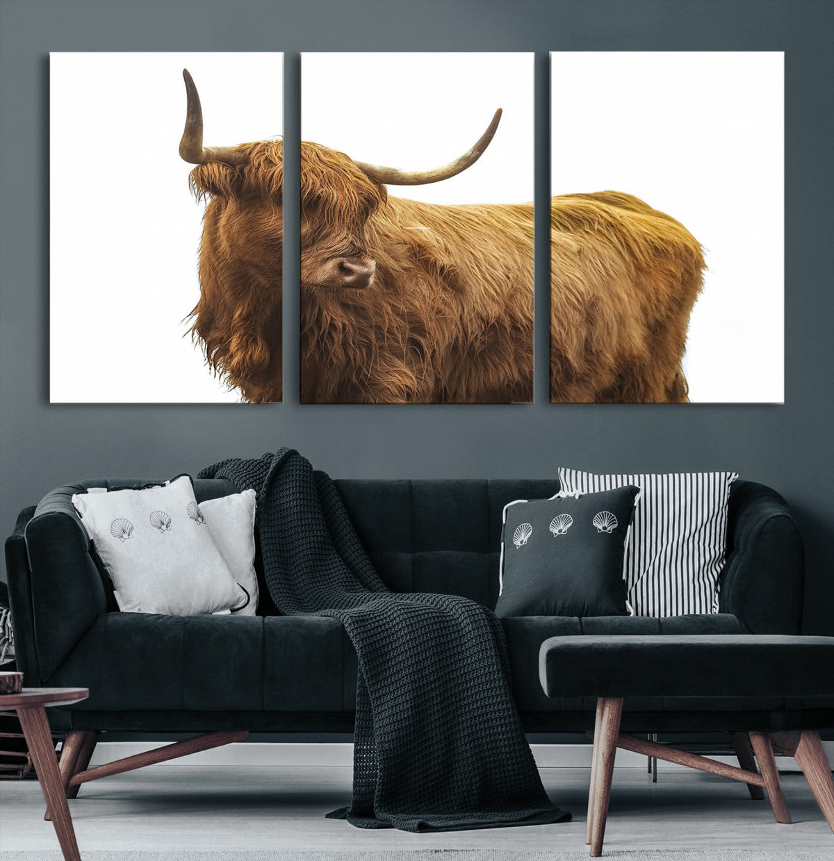 Highland Cow Wall Art Canvas Print – Framed Scottish Bull
