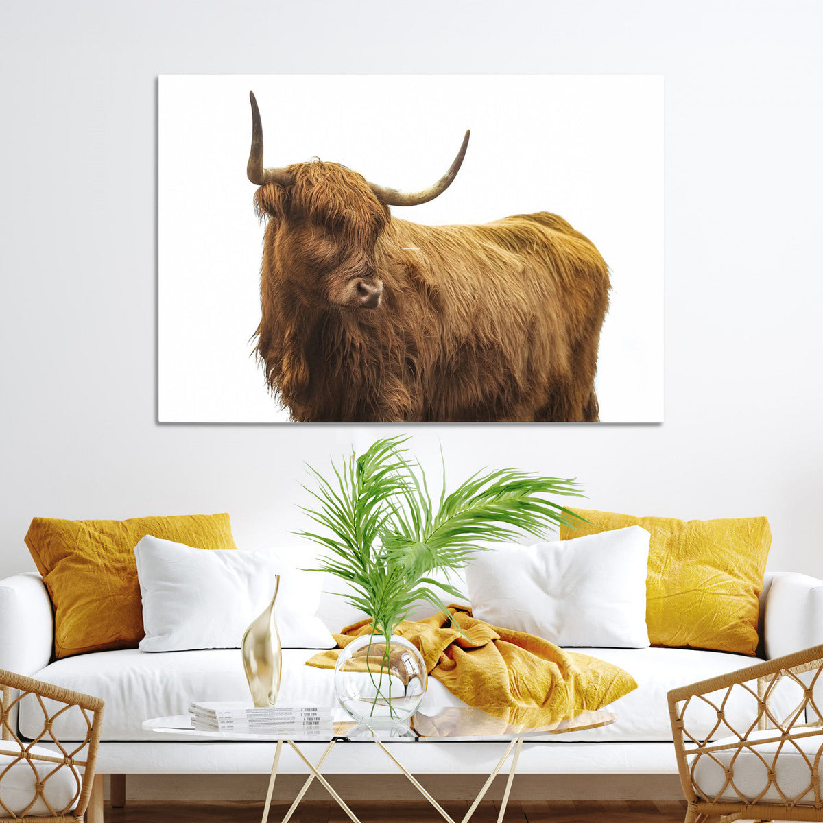 Highland Cow Wall Art Canvas Print – Framed Scottish Bull