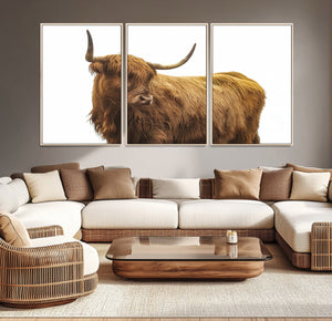 Highland Cow Wall Art Canvas Print – Framed Scottish Bull