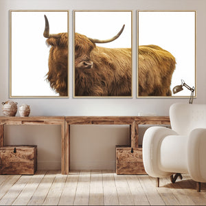 Highland Cow Wall Art Canvas Print – Framed Scottish Bull