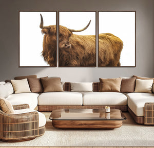Highland Cow Wall Art Canvas Print – Framed Scottish Bull