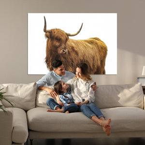 Highland Cow Wall Art Canvas Print – Framed Scottish Bull