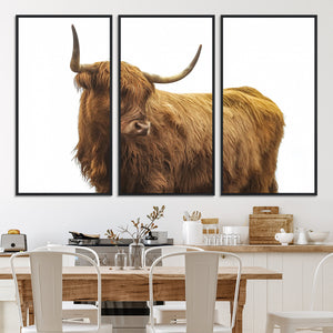 Highland Cow Wall Art Canvas Print – Framed Scottish Bull