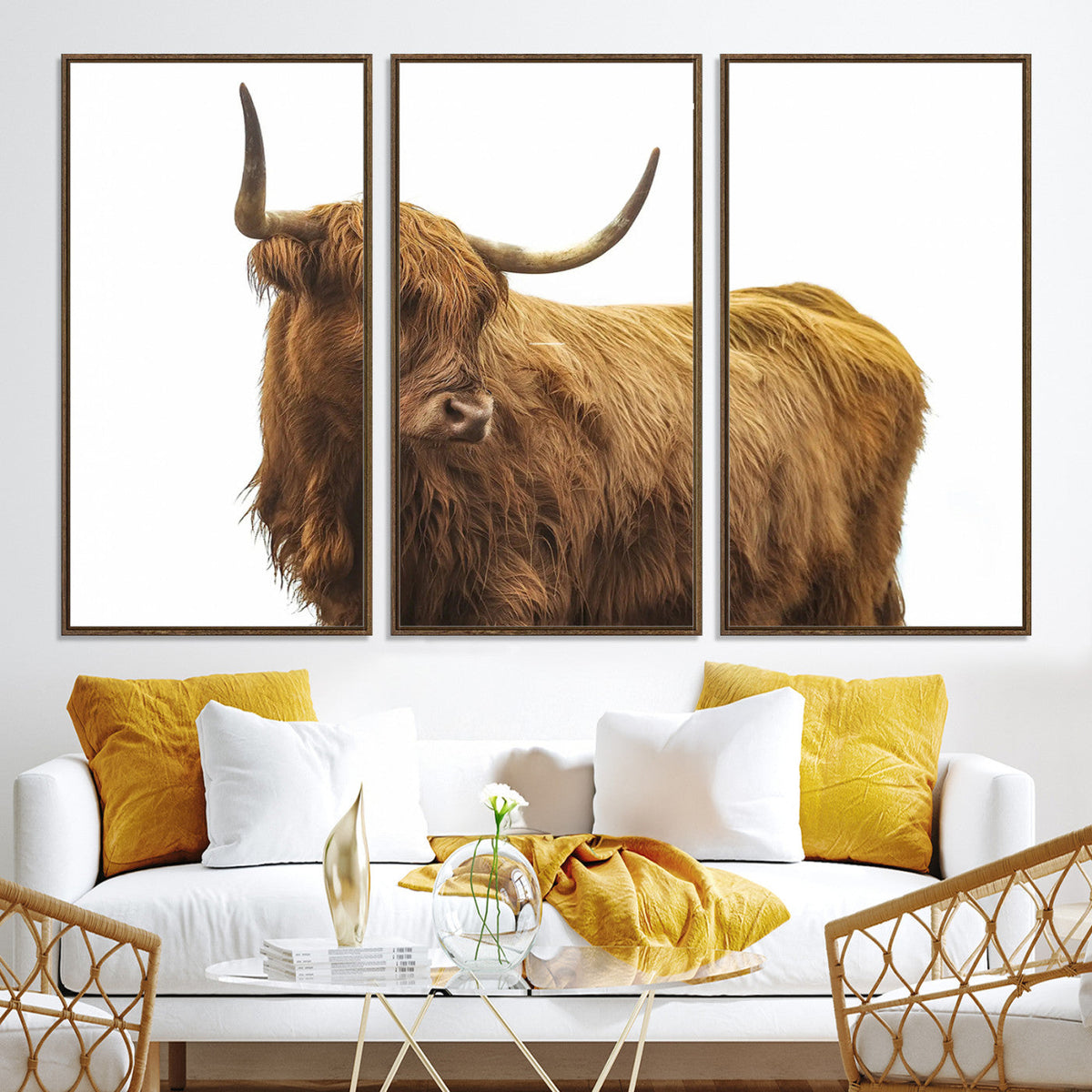 Highland Cow Wall Art Canvas Print – Framed Scottish Bull
