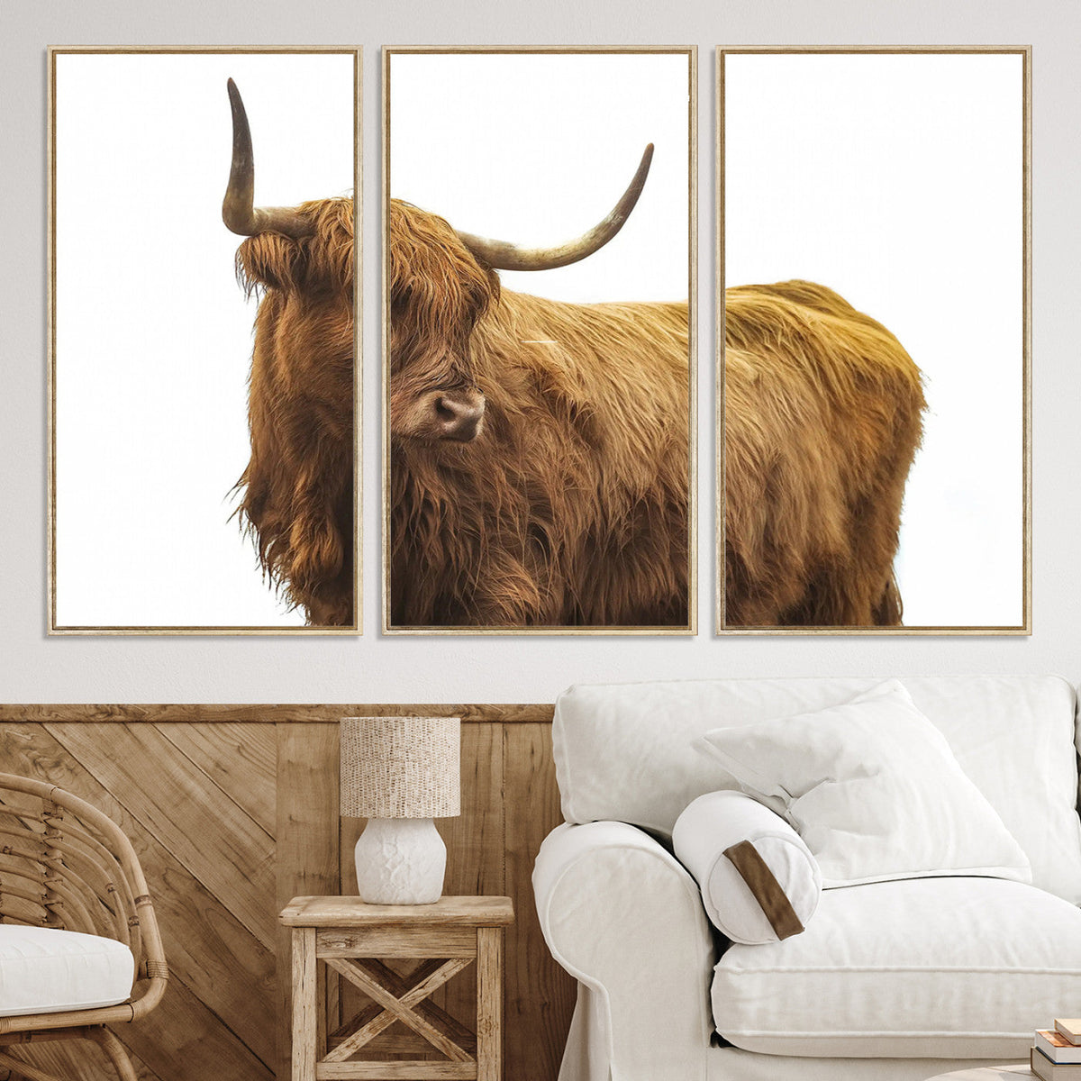 Highland Cow Wall Art Canvas Print – Framed Scottish Bull