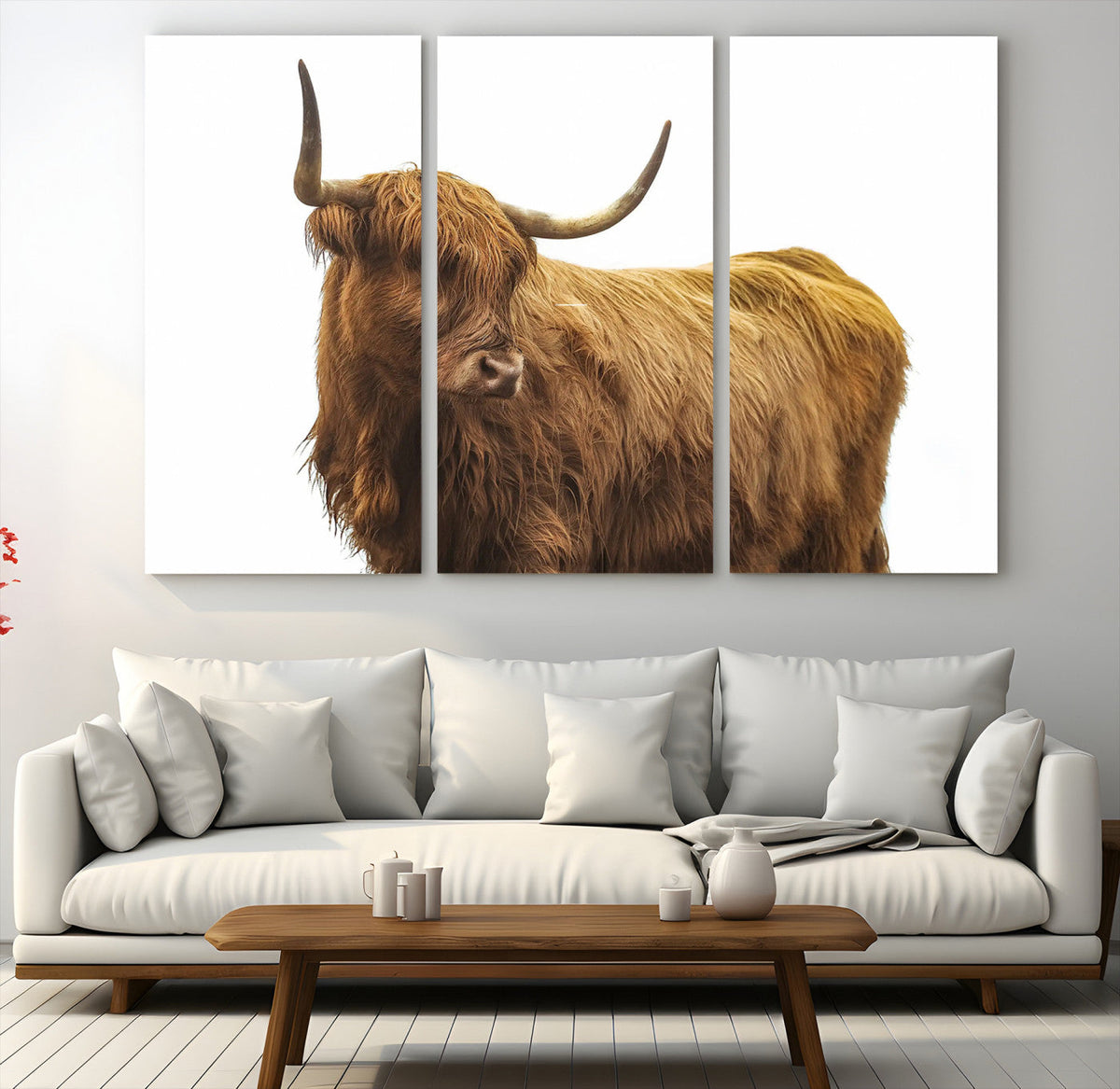 Highland Cow Wall Art Canvas Print – Framed Scottish Bull