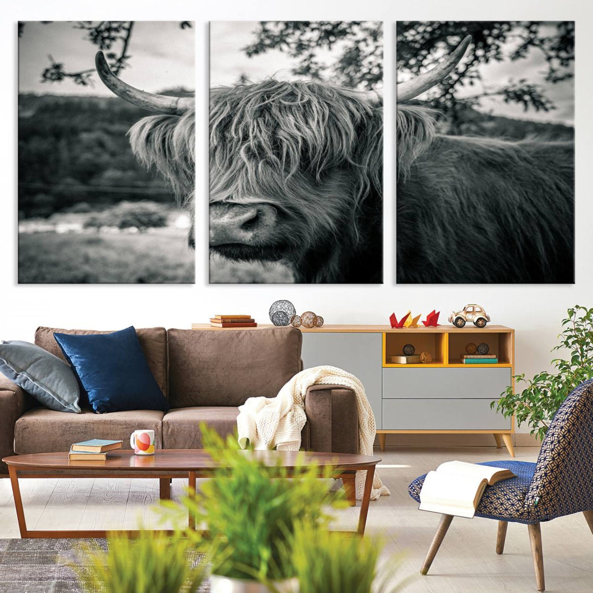 Highland Cow Wall Art Canvas Print Scottish Cattle Canvas