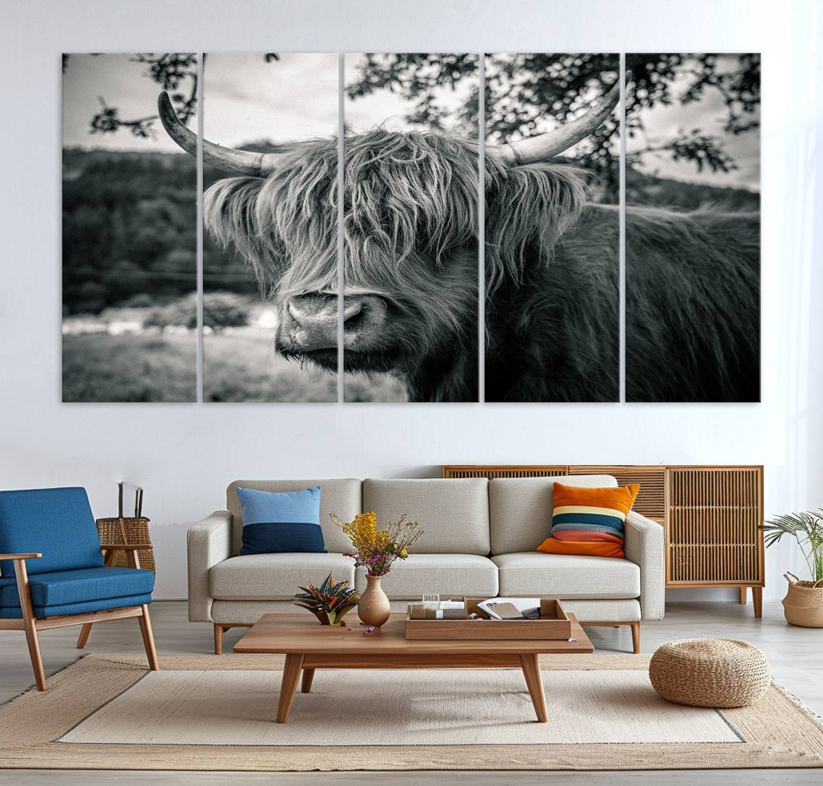 Highland Cow Wall Art Canvas Print Scottish Cattle Canvas