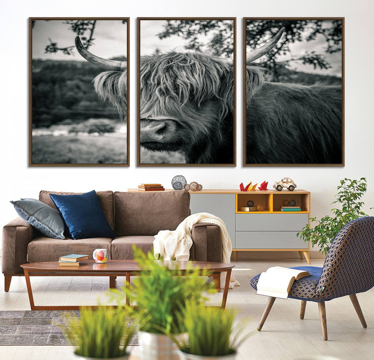 Highland Cow Wall Art Canvas Print Scottish Cattle Canvas