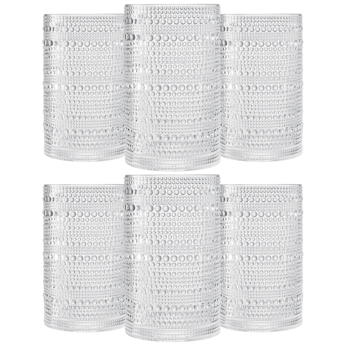 Barcelona Acrylic Highball Hobnail Glassware, Set of 6