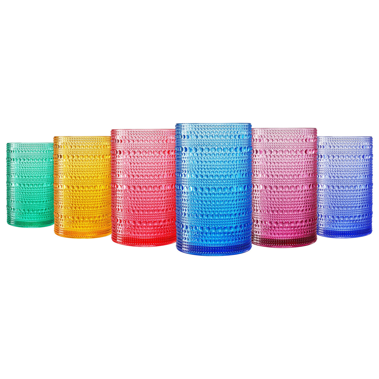 Madrid Acrylic Highball Hobnail Glassware, Set of 6