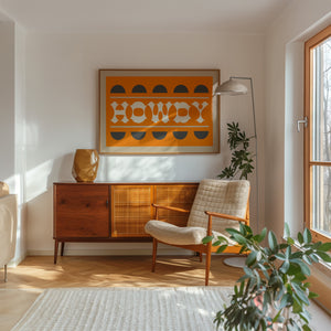 Orange and Smoky Gray Howdy Home Decor Art Print