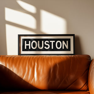 Framed Houston Bus Scroll Sign