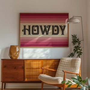 Howdy Art Print Poster Monochromatic Ombre Pink Print