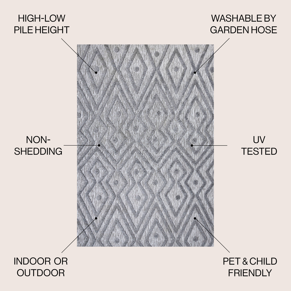 Balansat moroccan diamond indoor/outdoor area rug