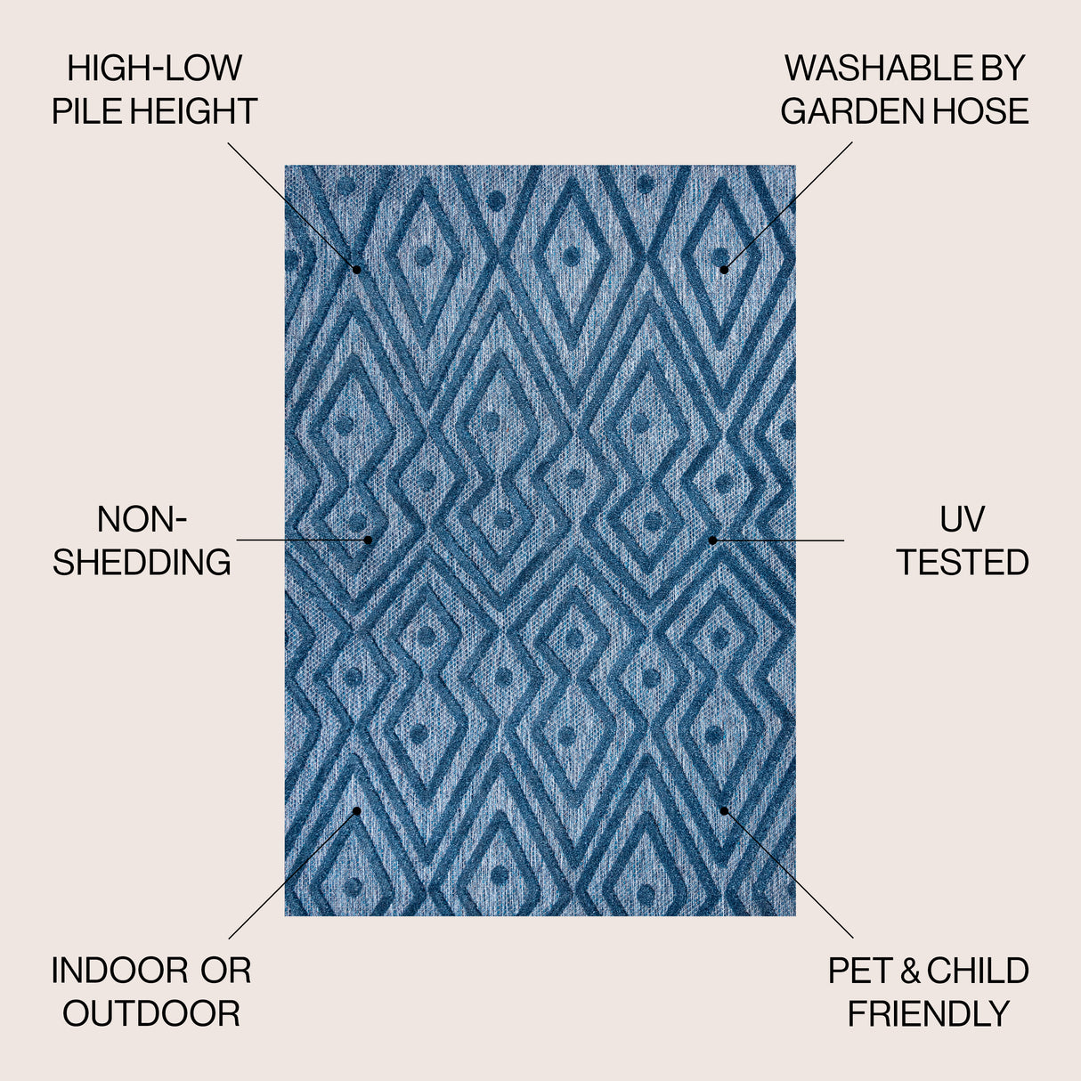 Balansat moroccan diamond indoor/outdoor area rug