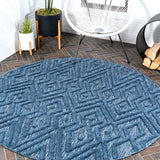 Balansat moroccan diamond round indoor/outdoor area rug