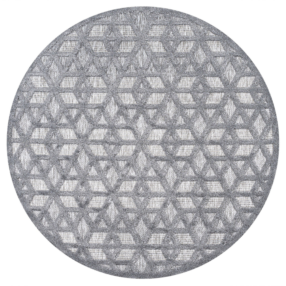 Talaia Neutral Geometric Round Indoor/Outdoor Area Rug