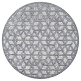 Talaia Neutral Geometric Round Indoor/Outdoor Area Rug