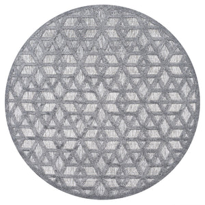 Talaia Neutral Geometric Round Indoor/Outdoor Area Rug