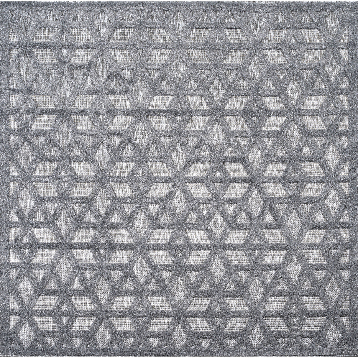 Talaia Neutral Geometric Square Indoor/Outdoor Area Rug
