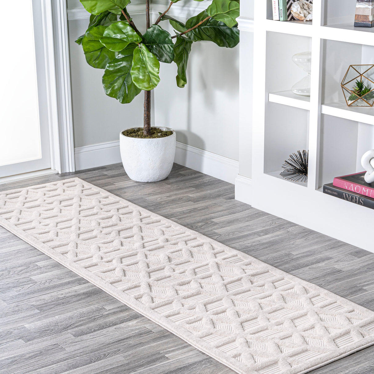 Talaia Neutral Geometric Indoor/Outdoor Runner Rug