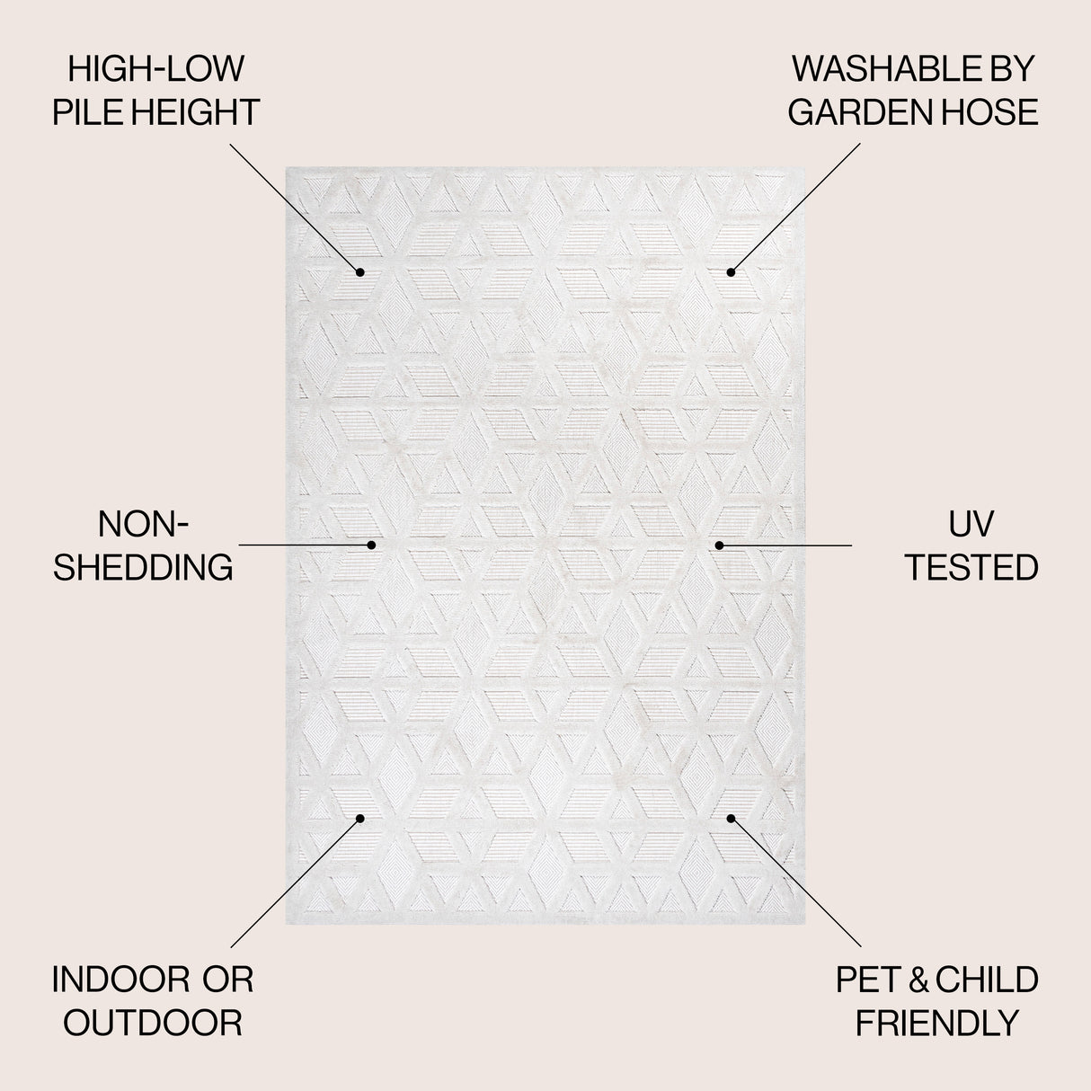 Talaia Neutral Geometric Indoor/Outdoor Area Rug