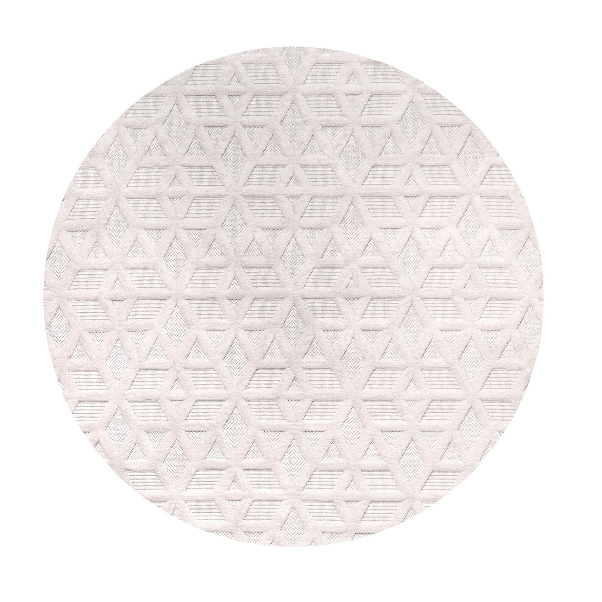 Talaia Neutral Geometric Round Indoor/Outdoor Area Rug