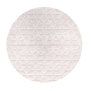 Talaia Neutral Geometric Round Indoor/Outdoor Area Rug