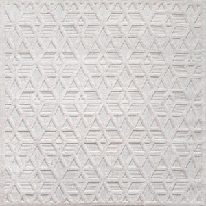 Talaia Neutral Geometric Square Indoor/Outdoor Area Rug