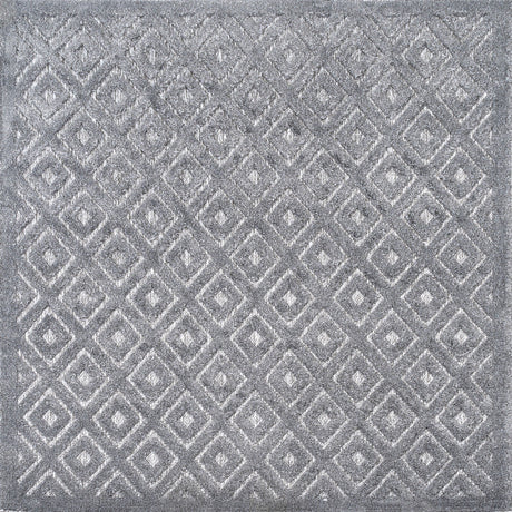 Portmany Neutral Diamond Trellis Square Indoor/Outdoor Area Rug