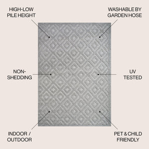 Portmany Neutral Diamond Trellis Indoor/Outdoor Area Rug