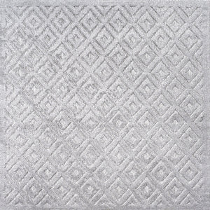 Portmany Neutral Diamond Trellis Square Indoor/Outdoor Area Rug