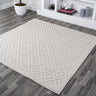Portmany Neutral Diamond Trellis Square Indoor/Outdoor Area Rug