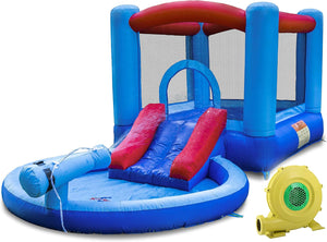Kangaroo-Kastle-Inflatable-Water-Slide-and-Bounce-House-with-Blower-and-Water-Gun/Splash-Pool-for-Kids-