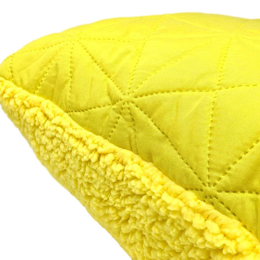 DaDa Bedding Hand-Made Tuscan Sun Yellow Sherpa Backside Quilted Throw Pillow - 18" x 18"