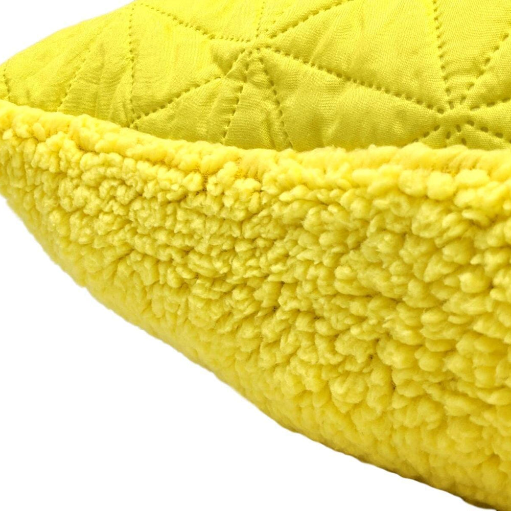 DaDa Bedding Hand-Made Tuscan Sun Yellow Sherpa Backside Quilted Throw Pillow - 18" x 18"