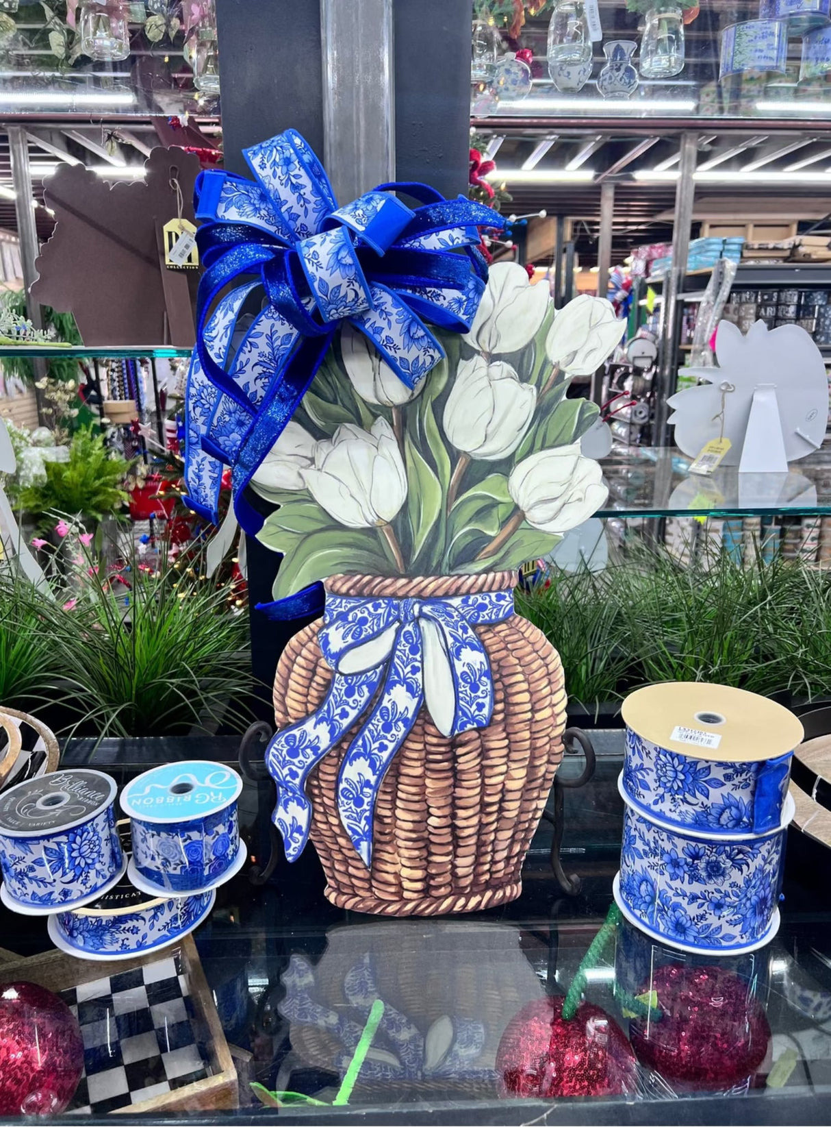 White Tulips Door Hanger