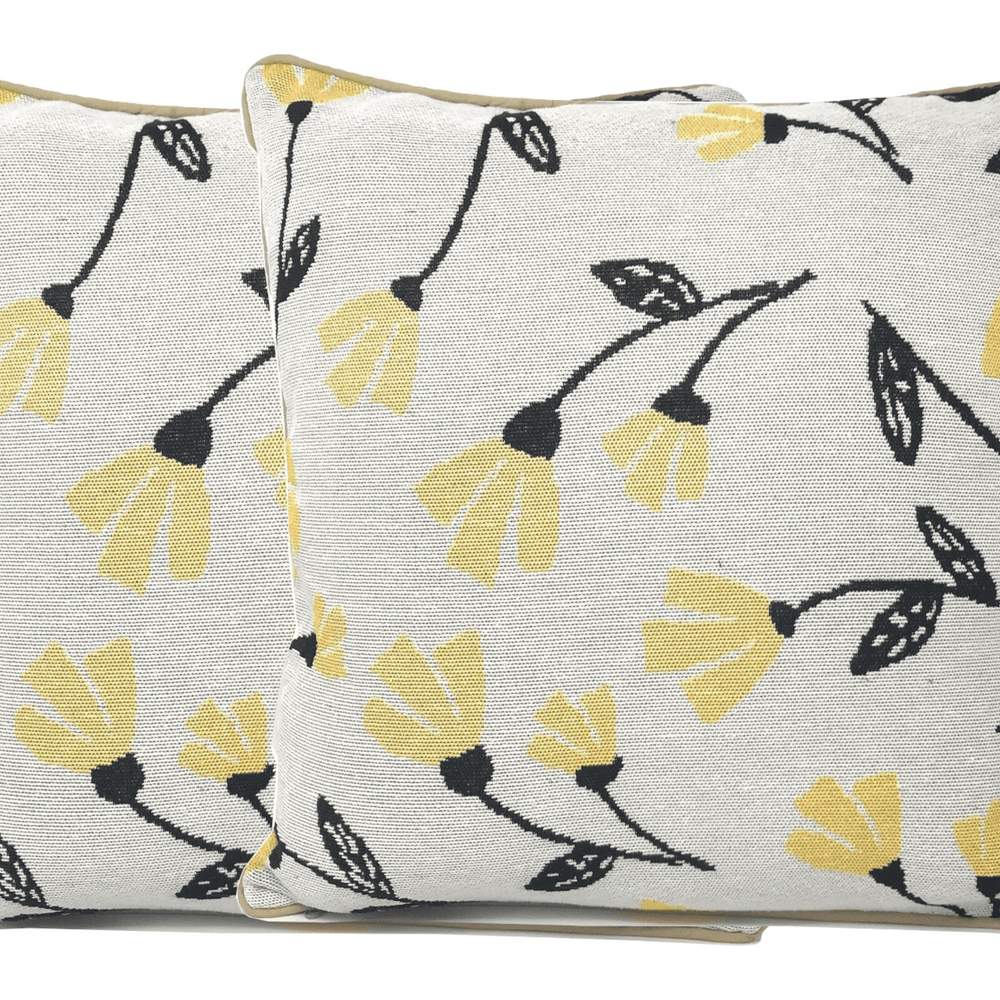 DaDa Bedding Yellow Fleur Floral Botanical Spring Tapestry Throw Pillow Cover, 16" x 16" (18112)
