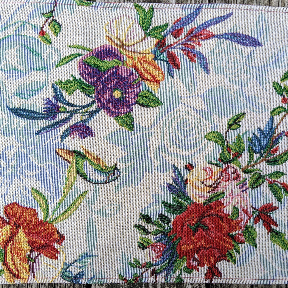 DaDa Bedding Set of 4-Pieces Tropical Sky Blue Birds Floral Tapestry Dining Table Placemats 13” x 19” (18116)